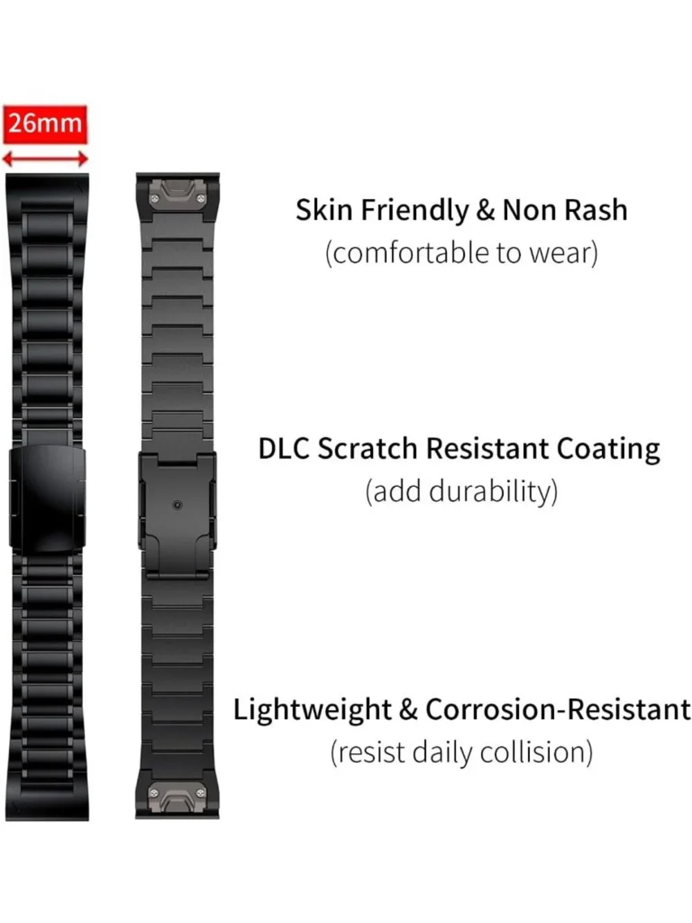 Durable Titanium 22mm & 26mm Quick Release Watch Bands for Fenix & Forerunner